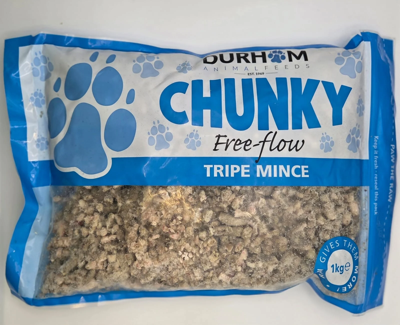 DURHAM CHUNKY FREE FLOW, BEEF TRIPE, 1KG