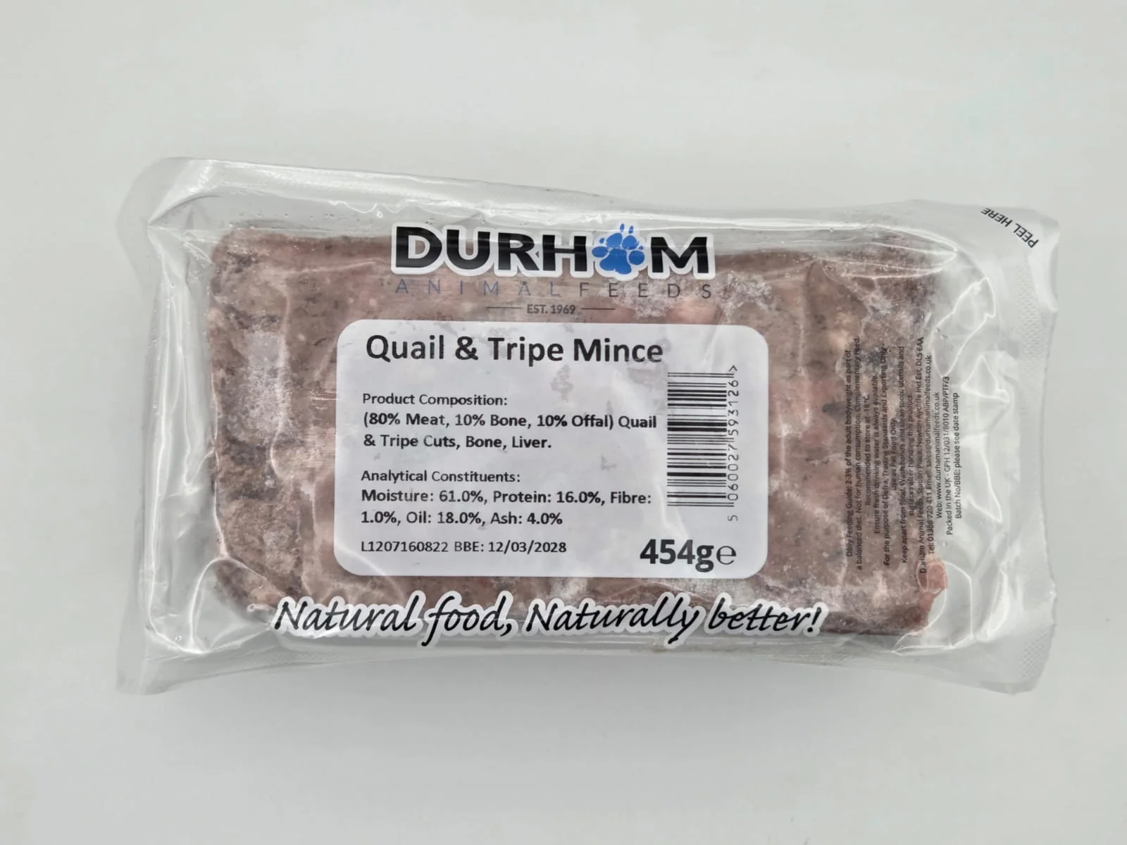 Durham Quail and tripe 80/10/10 454g