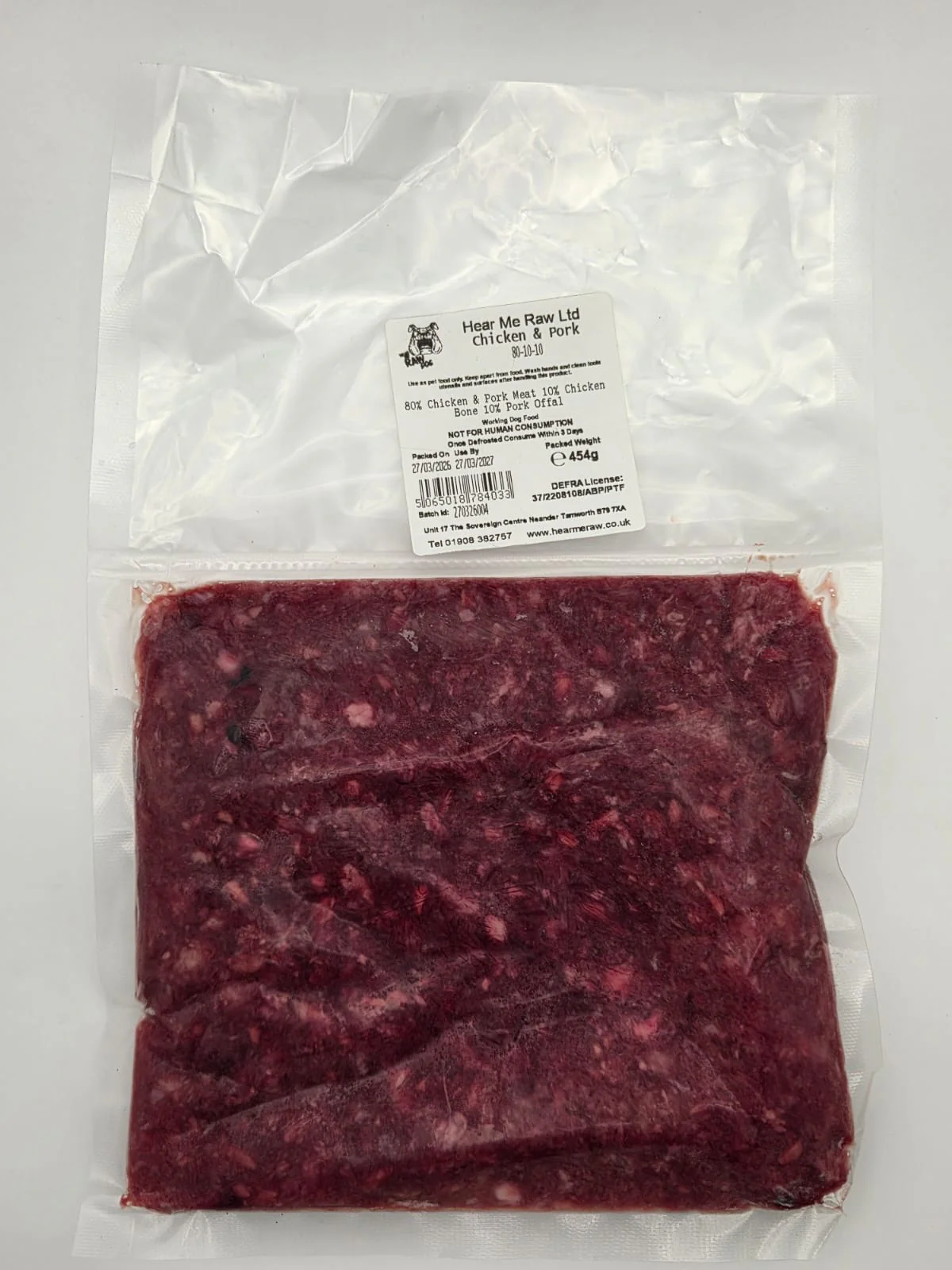 Hear Me Raw Chicken + Pork 454G