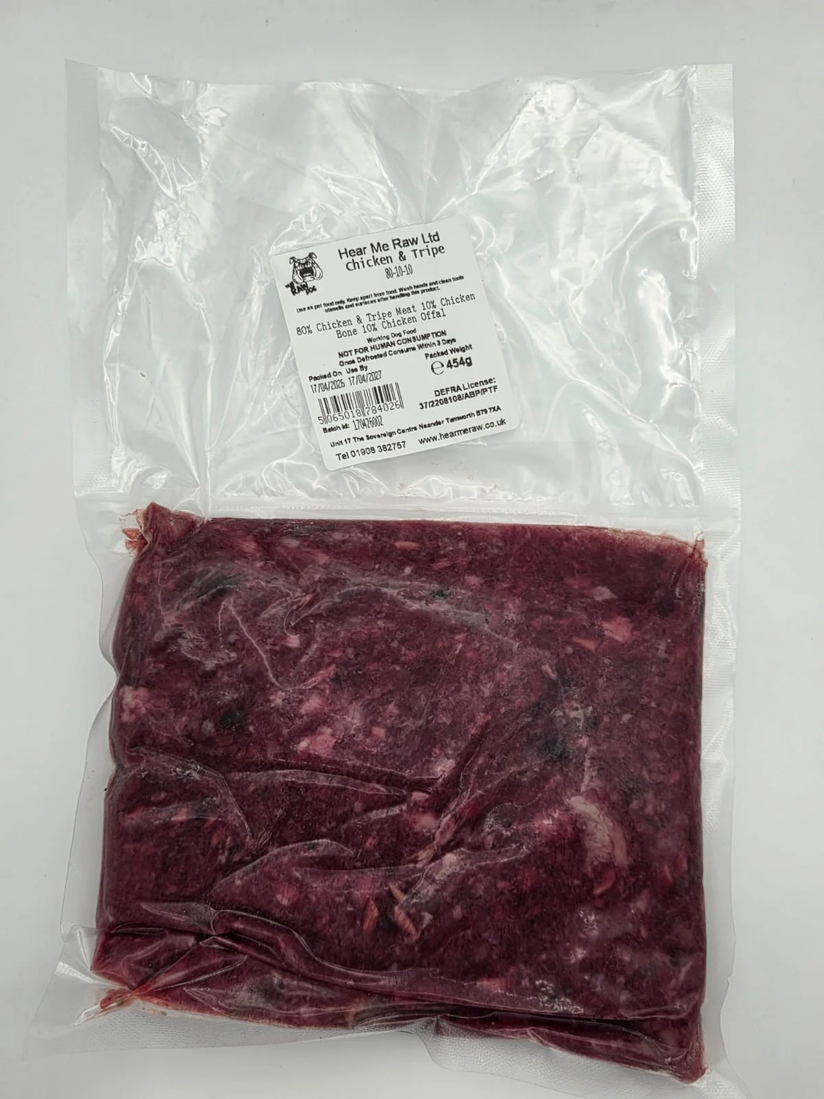 Hear Me Raw Chicken + Tripe 454G